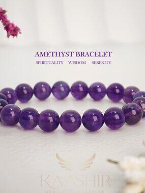 Natural Amethyst Bracelet 💜 | Calming Energy • Protection • Handmade Jewelry